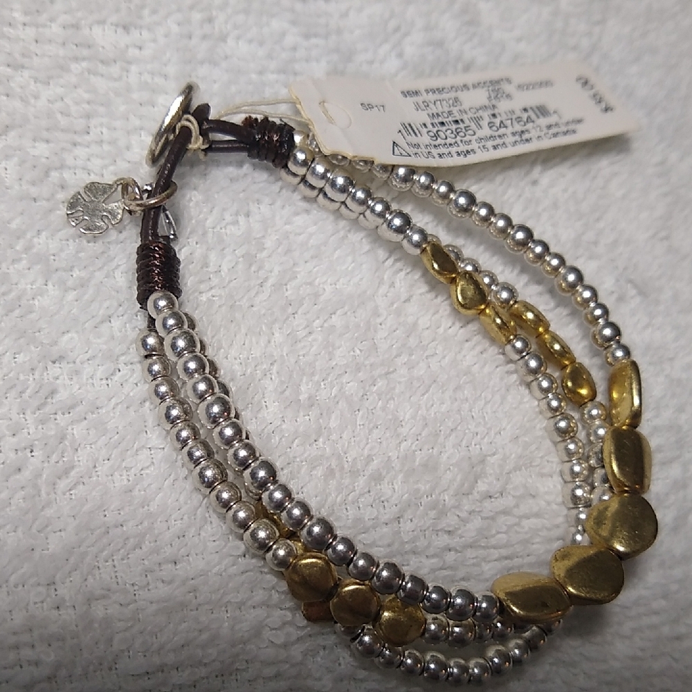 Lucky Brand Silver and Gold Beaded Multi-Strand Bracelet worn once - Picture 5 of 8